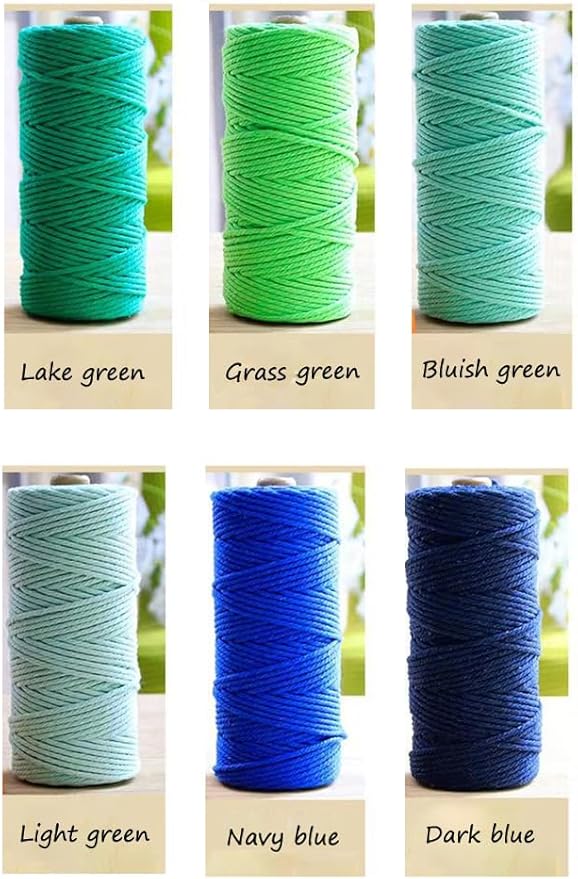 FLIPPED Macrame Cord,3mm x109 Yards Cotton Macrame Cords Colored Cotton Macrame Rope Craft Cord for DIY Crafts Knitting Plant Hangers Christmas Wedding Décor (Dark Blue, 3mm*109yards)