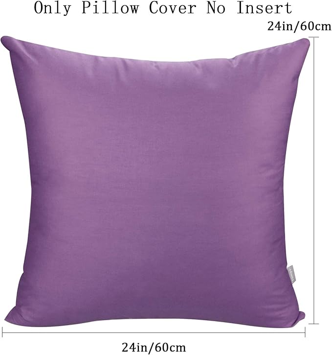 4-Pack 100% Cotton Comfortable Solid Decorative Throw Pillow Case,Thmyo Square Cushion Cover Pillowcase Sublimation Blank Pillow Covers DIY Throw Pillowcase for Sofa Couch(24x24 inch/ 60x60cm,Purple)