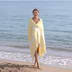 Bazaar Anatolia Turkish Beach Towel – 100% Cotton, Quick Dry, Sand Free Towel for Bathroom, Camping, Travel – Oversized 71x39 Inches – Diamond Yellow