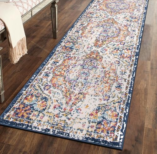 Rugshop Vintage Distressed Bohemian Area Rug – for Living Room,Bedroom,Hallway Kitchen Entryway Vibrant Multi-Color Tribal Design, 2' x 7' - color: Multi Color, size: 2' x 7' (Runner)