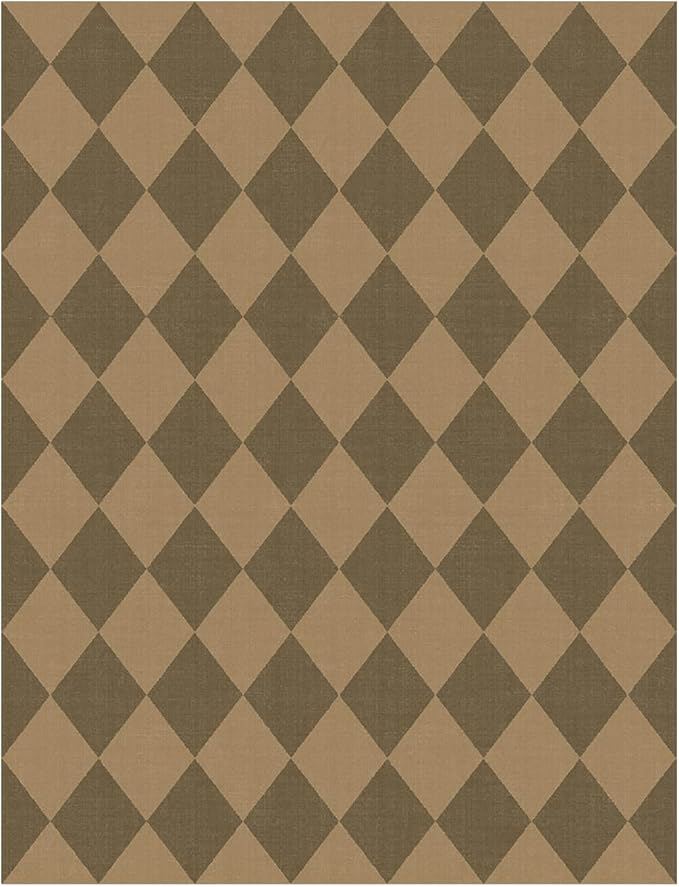 Lessymo Checkered Area Rugs 5x7 for Living Room, Washable Easy Jute Rug for Outdoor Patio Backyard Dining Room Bedroom, Non Slip Farmhouse Natural Indoor Outdoor Carpet, Diamond Brown/Beige
