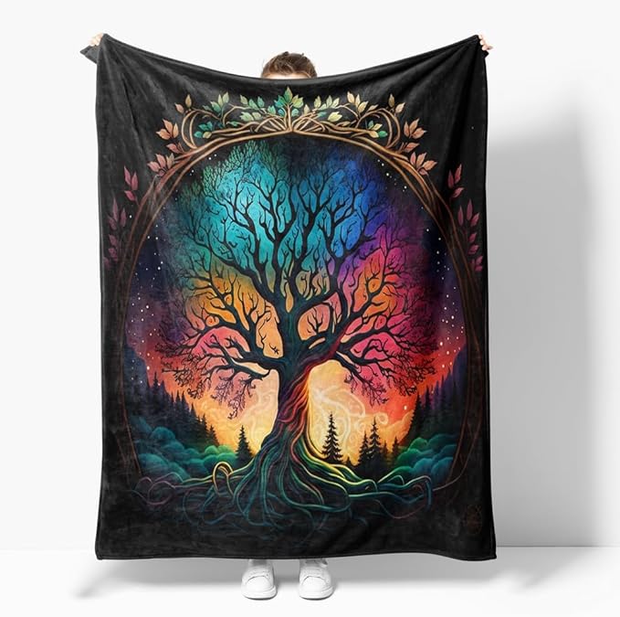 Tree of Life Throw Blanket Soft All Season Fleece Blanket Sofa Bed Lightweight Blanket Print Cute Stuff for Men and Lovers Super Soft and Comfortable Warm Flannel Throw Blanket Sofa 40"x50"