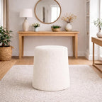 Spatial Order Organic Shape Ottoman (No Lid, Seat Only) | HomePop Home Décor | Round Pouf Foot Rest – Cream Boucle