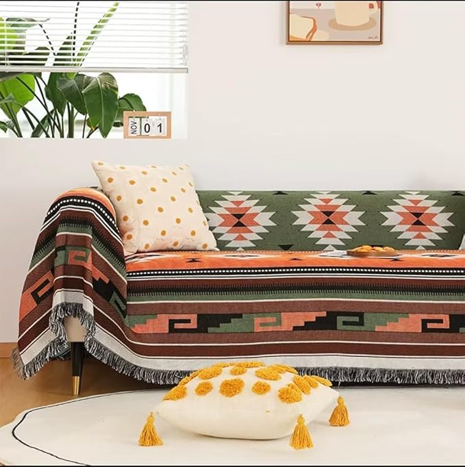 Lqprom Southwest Throw Blankets Aztec Southwestern Throws Cover Boho Native American Blankets for Gift Sofa Table Bed Living Room Decor Outdoor Camping Picnic Tent Beach Car Traveling 51"x63"