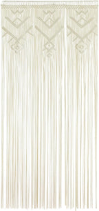IOWER Macrame Wall Hanging Ivory Handmade Window Curtain Boho Geometric Curtains Woven Panel for Windows Door Curtains Room Divider Soft Light Filtering 35" W x 70" L Décor
