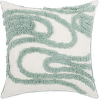 vctops Boho Decorative Throw Pillow Cover Cotton Tufted Woven Cushion Cover for Couch Sofa Bed (Green A,18"x18")