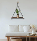 Artilady 2 Pack Wooden Wall Hanging Shelves - Macrame Hanging Plant Shelf Boho, Handmade Rustic Hanger Planter Rack Pot Stand Holder Storage Floating Shelves