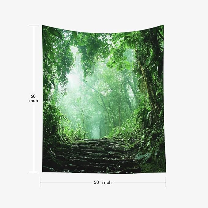 EMMTEEY Forest Tapestry Spring Green Forest Road 50X60 Inch Vertical Tapestry Wall Art Hanging Tapetries for Bedroom Living Room Dorm Décor
