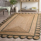 SAFAVIEH Area Rug 4x6 - Natural Fiber Collection - Natural & Olive, Handmade Jute, Ideal for Living Room, Bedroom, Dining Space (NFB125X) - color: Natural/Olive, size: 4' x 6' (Rectangular)