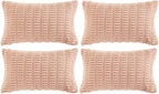 Fancy Homi 4 Packs Boho Pink Decorative Throw Pillow Covers 16x24 Inch for Living Room Couch Bed Sofa, Rustic Modern Farmhouse Home Decor, Soft Plush Corduroy Cute Square Cushion Case 40x60 cm