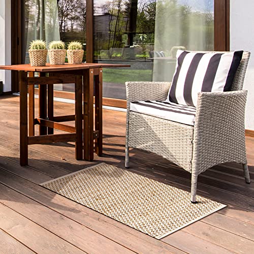 Ramanta Home Jute Cotton Rug 24x36 Inches Natural White, Handwoven Small Farmhouse Honeycomb Artistic Design Floor Rugs for Kitchen, Bedroom, Living Room, Entrance | Accent Reversible for Home Décor - color: Natural, size: 24x36 Cotton Jute Rugs