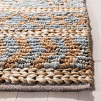 SAFAVIEH Natural Fiber Collection Area Rug - 9' x 12', Natural & Blue, Handmade Boho Moroccan Trellis Jute, Ideal for High Traffic Areas in Living Room, Bedroom (NF955N) - size: 9' x 12' (Rectangular)