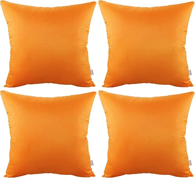 Thmyo 4-Pack 100% Cotton Comfortable Solid Decorative Throw Pillow Case Square Cushion Cover Pillowcase Sublimation Blank Halloween DIY Throw Pillow Covers for Sofa Bed(18x18 inch/45x45cm,Fall Orange)