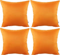 Thmyo 4-Pack 100% Cotton Comfortable Solid Decorative Throw Pillow Case Square Cushion Cover Pillowcase Sublimation Blank Halloween DIY Throw Pillow Covers for Sofa Bed(18x18 inch/45x45cm,Fall Orange)