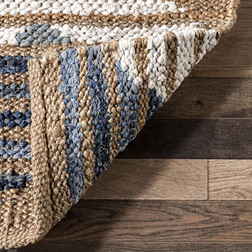 nuLOOM Hand Braided Marla Denim And Jute Diamonds Area Rug, 5x8, Off-white - color: Marla Off-white, size: 5' x 8' (Rectangular)
