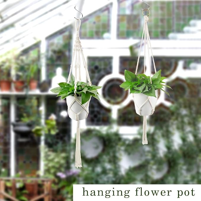 Hanging Planter for Indoor Plants,Macrame Plant Hanger,Plant Hanger,Hanging Plant Holder,Plant Hangers,Plant Holder,Plant Hangers Indoor (2 Ivory)