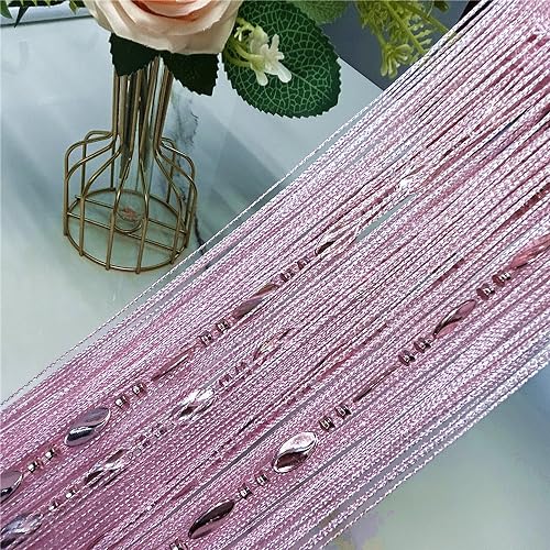 ave split 100cmX200cm Decorative Door String Curtain Beads Wall Panel Fringe Window Room Divider Blind for Wedding Coffee House Restaurant Parts Door Divider Beads Tassel Screen Decoration (pink25) - color: Pink