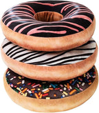 HYSEAS Round Throw Pillow 14 Inch Chocolate Pink Donut, 2 Pack 3D Digital Print, Decorative Plush Funny Food Shaped Seat Cushion, for Couch, Chair, Floor, Sofa