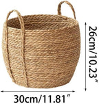 Versatile Rattan Grass Woven Flower Basket Planter For Living Room Floor Standing Storage Balcony Garden Decoration Sea Grass Basket With Handle Decorative For Organizing Natural Grass Basket And