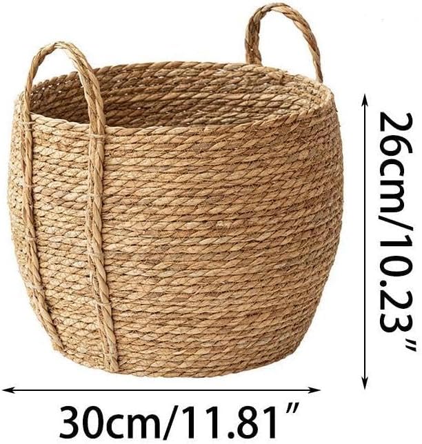 Versatile Rattan Grass Woven Flower Basket Planter For Living Room Floor Standing Storage Balcony Garden Decoration Sea Grass Basket With Handle Decorative For Organizing Natural Grass Basket And