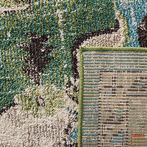 SAFAVIEH Monaco Collection Area Rug - 2'2" x 4', Forest Green & Light Blue, Non-Shedding & Easy to Clean, Distressed Medallion Design, Ideal for Front Door, Kitchen, Entryway, Accent Space (MNC243F) - color: Forest Green/Light Blue, size: 2'2" x 4' (Recta