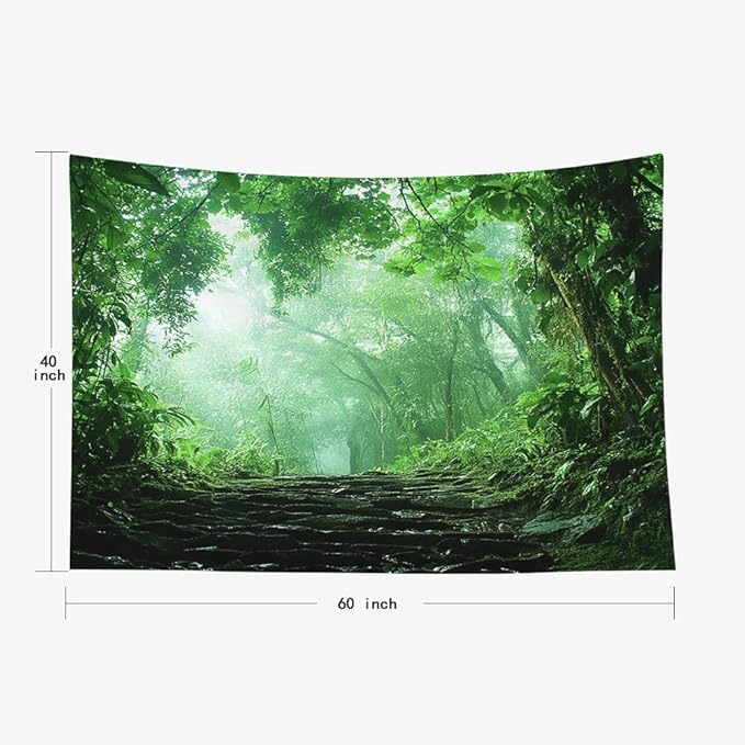 EMMTEEY Forest Tapestry Spring Green Forest Road 60X40 Inch Small Tapestry Wall Art Hanging Tapetries for Bedroom Living Room Dorm Décor