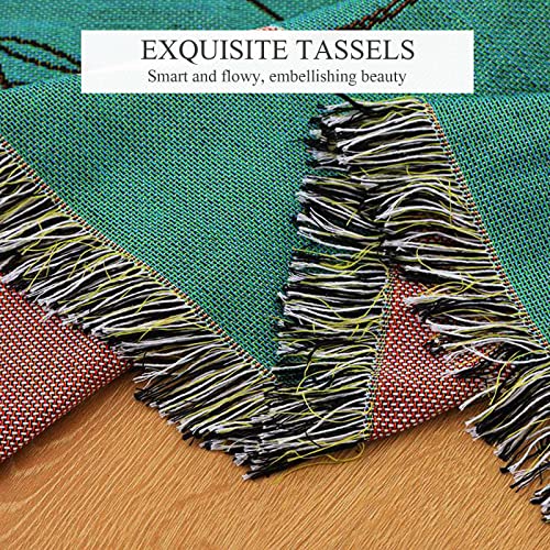 LumiSyne Double-Sided Cotton Woven Throw Blanket with Tassel Jungle Bohemian Style Tapestry Shawl Multi-Function Decorative Throws for Sofa Bed Armchair Camping Blanket Tablecloth Carpet 160x130cm - color: Butterfly Dance