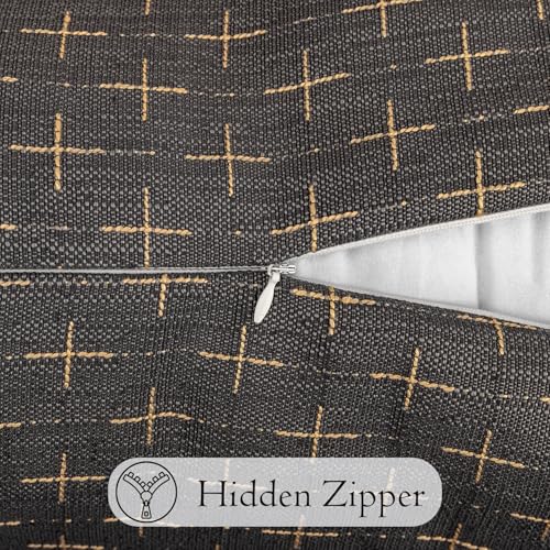 JoraLion Decorative 14x36 Lumbar Pillow Cover, Dark Grey Cross Pattern Woven Textured Cushion Case Polyester Cozy Modern Farmhouse Vintage Pillowcase for Couch Sofa Bed Living Room, ONLY 1 Cover - color: Dark Grey