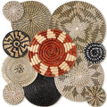 Tatuo 11 Pcs Boho Wall Basket Decor Bulrush Woven Wall Hanging Art Round Farmhouse Rustic Handmade Wicker for Summer Home, Bedroom, Living Room, Kitchen Decorations, Multi Sizes(Dark) - style: Dark
