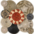 Tatuo 11 Pcs Boho Wall Basket Decor Bulrush Woven Wall Hanging Art Round Farmhouse Rustic Handmade Wicker for Summer Home, Bedroom, Living Room, Kitchen Decorations, Multi Sizes(Dark) - style: Dark