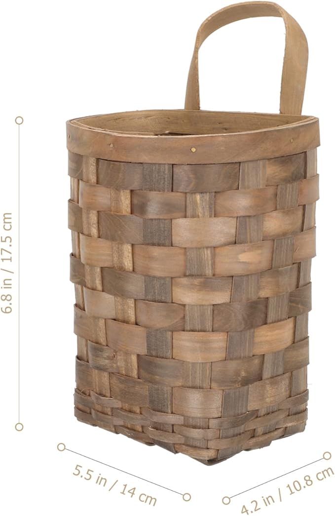 Woven Storage Baskets Wood Woven Flower Basket with Single Handle Woven Hanging Storage Basket Decorative Wall Basket Organizer for Farmhouse Wall Decor Coffee Hanging Wall Vegetable Baskets