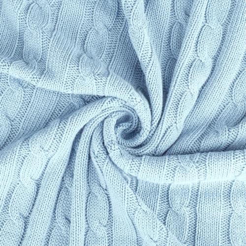 uxcell Cotton Cable Knit Throw Blanket Soft Throw Couch Covers Decors Knitted Blankets for Sofa Bed, Light Blue Throw(47" x 70") - color: Light Blue, size: Throw (47" *78")