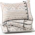 HORIMOTE HOME Boho Style Beige Twin Quilt Set with Tassle, Soft and Lightweight Bedspread for All Season, Twin Size Bed Coverlet with 1 Matching Pillow Sham (2 Pieces)