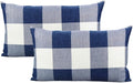 VAKADO 12x20 inch Pack of 2 Lumbar Buffalo Plaid Throw Pillow Covers Decorative Rectangle Farmhouse Retro Cushion Cases Home Decor for Couch Sofa Patio, Blue and White