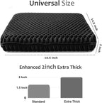 Gel Seat Cushion for Long Sitting, Extra Thick Gel Cushion for Wheelchair Soft Chair Pads for Office Home Chairs Car Seats Long Trips - Back Sciatica Hip Tailbone Pain Relief Cushion (Black)
