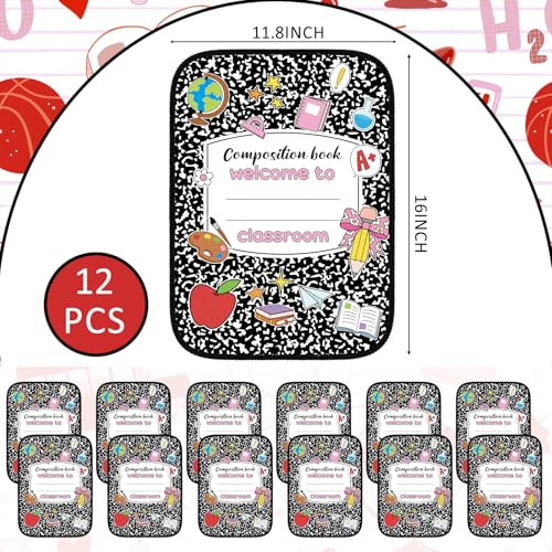 Tinideya 12 Pcs Kids Carpet Circle Seats for Class 16 Inch Round Classroom Rug Back to School Floor Cushions Soft Educational Mat Non Slip First Day of School Learning Playing Areas(Composition Book) - style: Composition Book