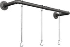 Plant Haning Rod, Hanging Planters for Indoor Plants with 3 Chains, Wall Plant Hanging Bar for Window Celling, 38.2 Inch, Metal Black, Pots Not Included