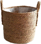 Seagrass Handmade Wicker Planter Basket with Handle for Indoor Plants Pot, Multipurpose Handmade 14 inch Woven Storage Basket Flower Pot for Home Decor, Living Room Storage Basket (13.78''X11.81'')