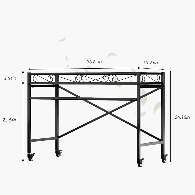 Zhongma Window Height Sturdy Metal Plant Stand with Wheels, 36.6 x 16 x 26.2 in High, Heavy Duty Succulent Shelf for Home Indoor and Outdoor, 220 LBS Capacity & Heavy Duty Construction