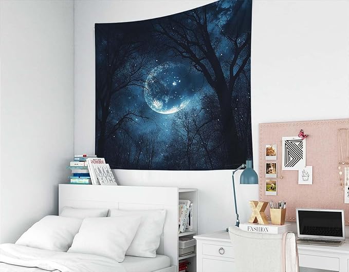 EMMTEEY Forest Tapestry Starry Sky Night Forest 92.5X70.9 Inch Extra Large Tapestry Wall Art Hanging Tapetries for Bedroom Living Room Dorm Décor