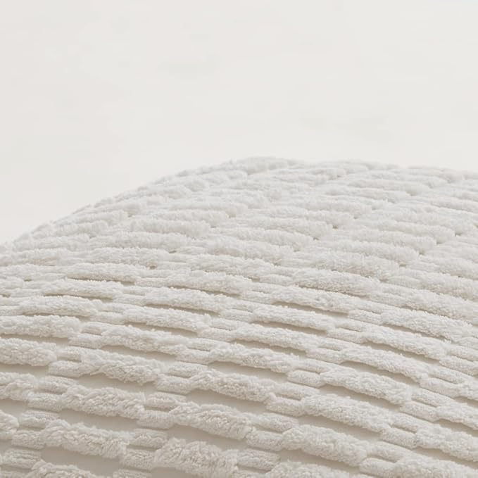 Fancy Homi 4 Packs Pure White Decorative Throw Pillow Covers 22x22 Inch for Living Room Couch Bed, Rustic Modern Farmhouse Boho Home Decor, Soft Plush Corduroy Cute Accent Square Cushion Case 55x55 cm