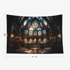 EMMTEEY Gothic Cathedral Art Tapestry 60X40 Inch - Vintage Interior Wall Art for Living Room Medieval Fantasy Backdrop for Bedroom Dorm