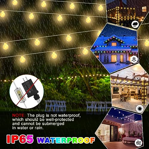 OMIKA Color Changing String Lights Plug in, 25 Colors 33FT 100LED RGB+Warm White Globe String Lights, Outdoor Christmas Globe Decorative Lights with Remote for Indoor Bedroom Party Garden Xmas Decor - color: Color Changing, size: 33ft 100LED