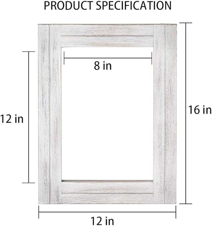DECORKEY Rectangle Wall Mirror for Bathroom, Distressed White Wood Decor with Hanging Rope for Rustic Home Decor, Vanity, Living Room 12"×16"
