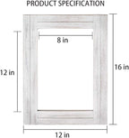 DECORKEY Rectangle Wall Mirror for Bathroom, Distressed White Wood Decor with Hanging Rope for Rustic Home Decor, Vanity, Living Room 12"×16"
