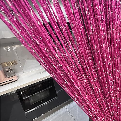ave split Decorative Door String Curtain Wall Panel Fringe Window Room Divider Blind Divider Tassel Screen Home 100x200centimeter (Rose red18) - color: Rose Red18