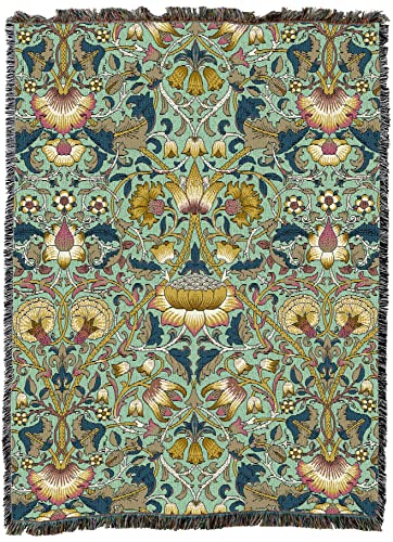 Pure Country Weavers William Morris Lodden Moss Blanket - Arts & Crafts - Gift Tapestry Throw Woven from Cotton - Made in the USA (72x54) - color: Moss, size: Large