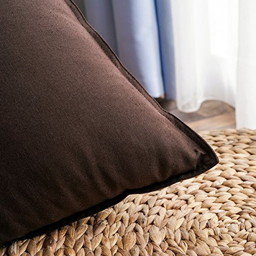 Jeanerlor Solid Cotton Linen Decoration Toss Throw Pillow Sham Cushion Case Special Pillow Cover Delicate Decorative Pillowcase for Bed/Chair/Couch, 18"x18"(45 x 45cm),2 Packs, Brown - color: Brown, size: 18" x 18" (Pack of 2)