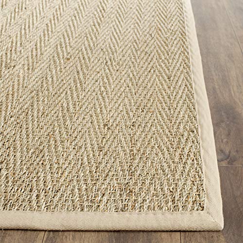 SAFAVIEH Area Rug 2x3 - Natural Fiber Collection - Natural & Beige, Seagrass, Herringbone Pattern with Border (NF115A) - color: Natural/Beige, size: 2' x 3' (Rectangular)