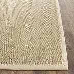 SAFAVIEH Area Rug 3x5 - Natural Fiber Collection - Natural & Beige, Seagrass, Herringbone Pattern with Border (NF115A) - color: Natural/Beige, size: 3' x 5' (Rectangular)